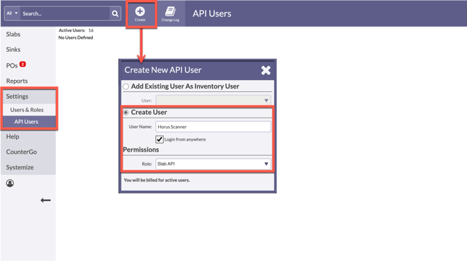 create an API user in Moraware inventory