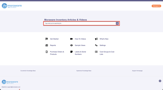 search teh moraware inventory knowledge base