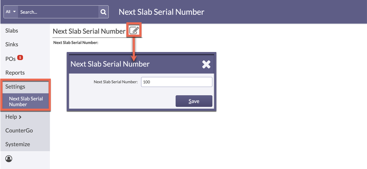 enter the start number for auto-generated serial numbers